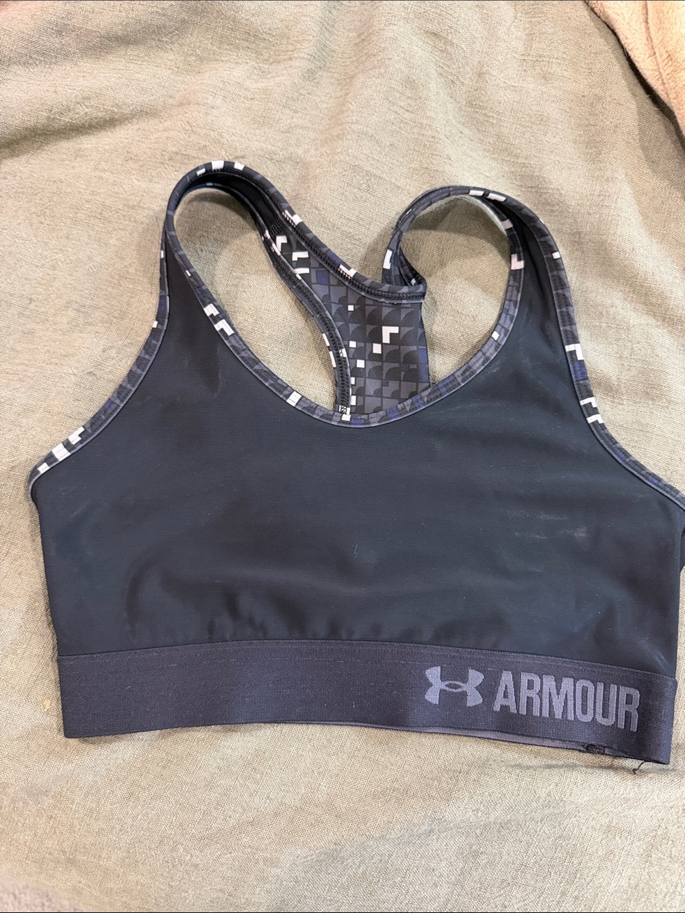 Under Armour Black Sports Bra with Patterned Trim